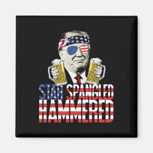 Spangled Hammered President Donald Trump Beer Love Magnet