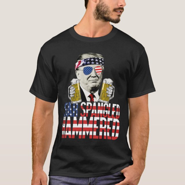 Spangled Hammered President Donald Trump Beer Love T-Shirt (Front)