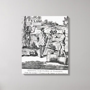 Spaniard Bartering with Natives of Patagonia Canvas Print