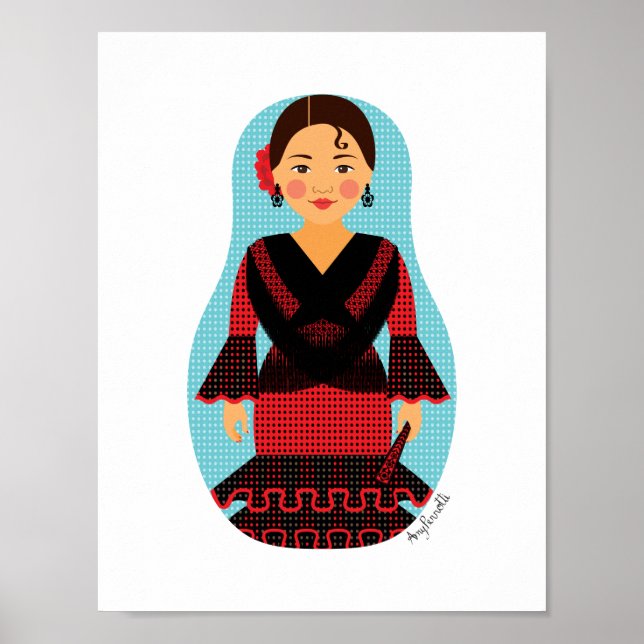 Spaniard Red Dress Matryoshka Poster (Front)