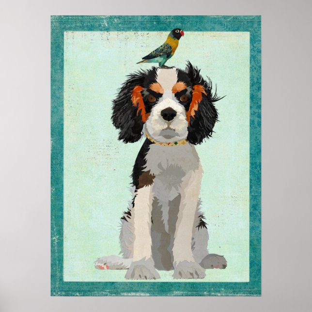 SPANIEL & BIRD Art Poster (Front)