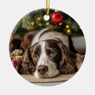 Spaniel Christmas Ceramic Ornament