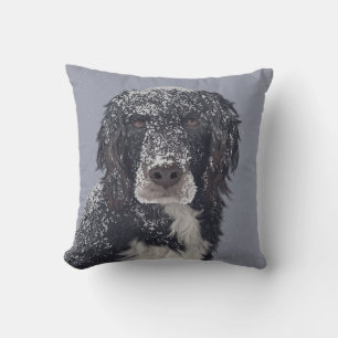 Spaniel dog mix pet portrait throw pillow