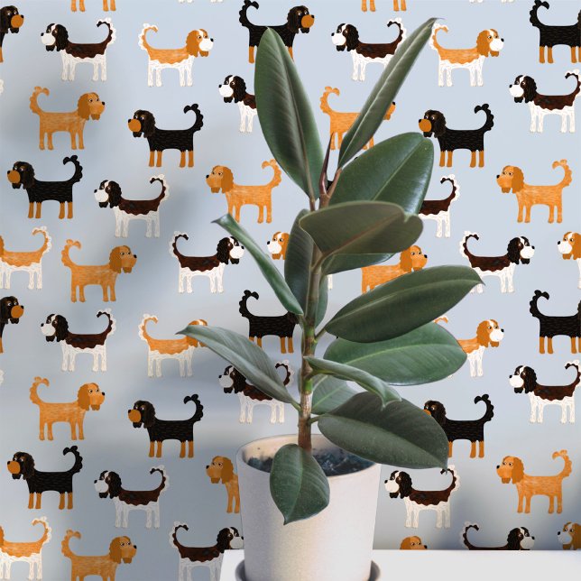 Spaniel Dog Pattern Wallpaper (Cute Cavalier King Charles Spaniel dog peel and stick wallpaper)