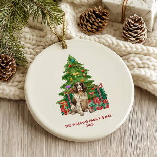 Spaniel Dog Personalized Christmas Ceramic Ornament