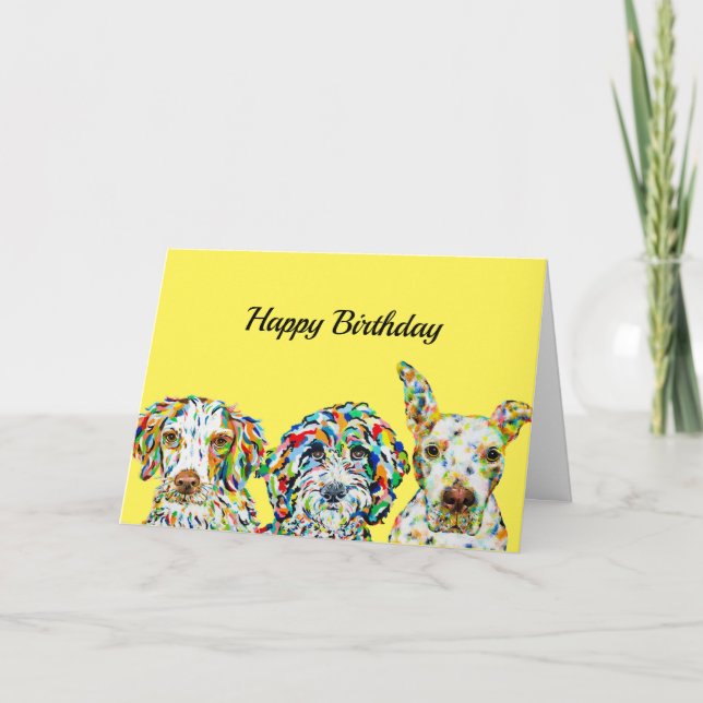 Spaniel Sheepadoodle Pitbull Birthday Card (Front)