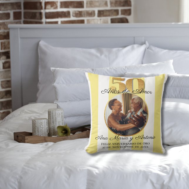 Spanish 50th Wedding Anniversary Couples Gift Throw Pillow (Creator Uploaded)