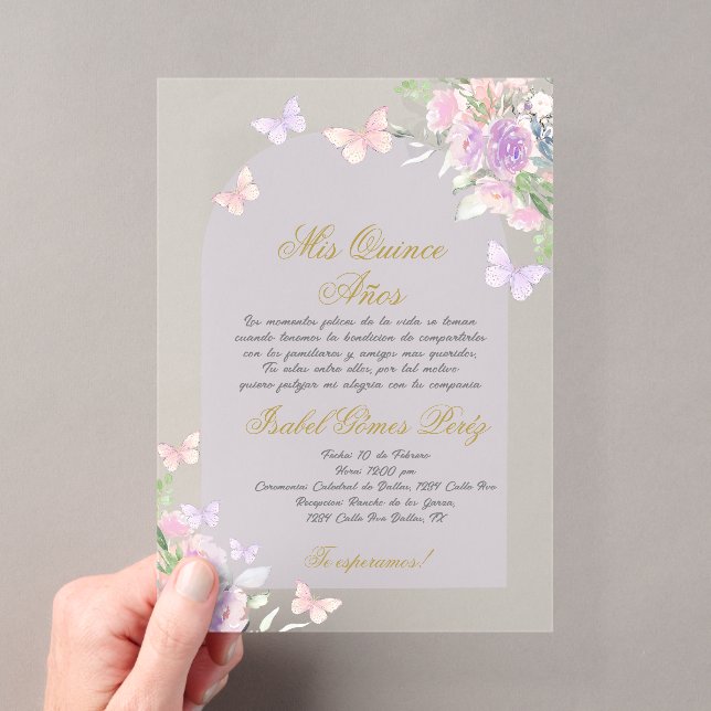 Spanish acrylic quinceañera acrylic invitations (Insitu (Handheld))