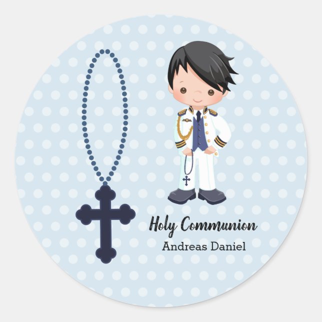 Spanish Admiral First Communion boy Classic Round Sticker (Front)