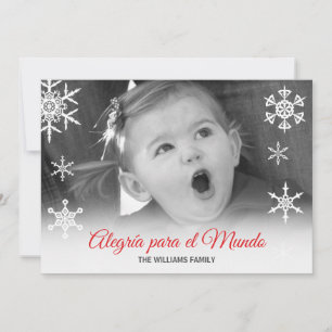 Spanish Alegría para el Mundo Red Family Photo Holiday Card