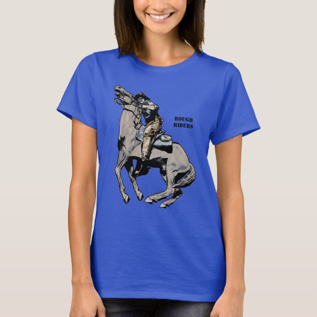 Spanish American War Rough Riders Soldier on Horse T-Shirt (Front)