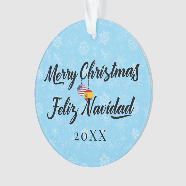 Spanish American With Custom Year Bilingual Ornament (Front)
