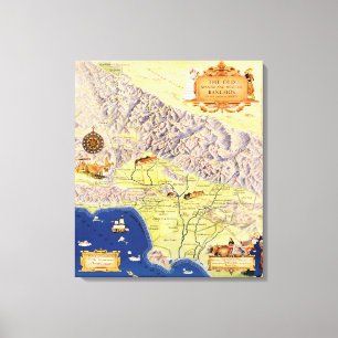 Spanish and Mexican Ranchos of Los Angeles Map Canvas Print