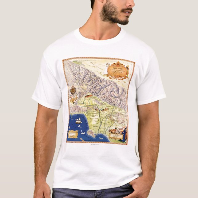 Spanish and Mexican Ranchos of Los Angeles Map T-Shirt (Front)