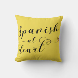 Spanish At Heart Throw Cushion, Spain Pillow