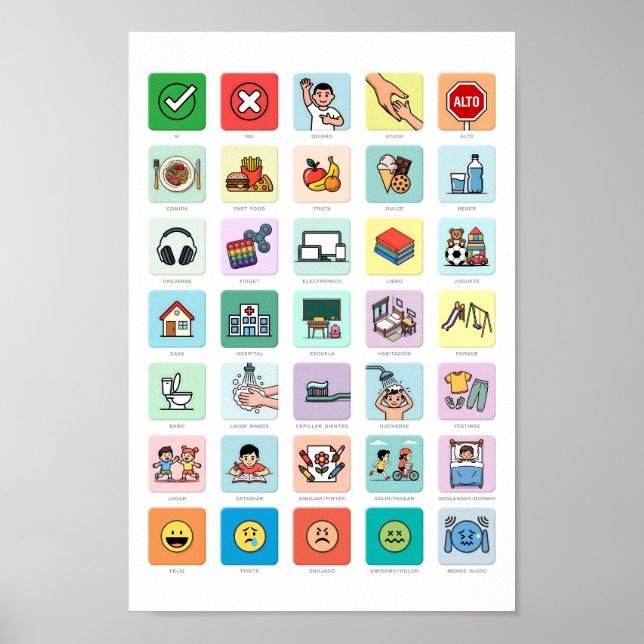 Spanish Autism AAC PECS Pointing Communication 04 Poster (Front)