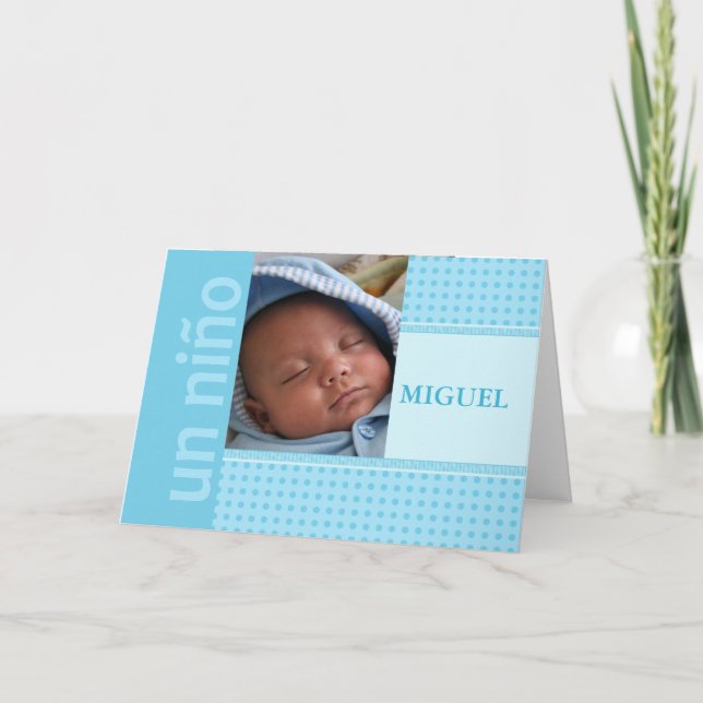 Spanish Baby Boy Birth Announcement (Front)