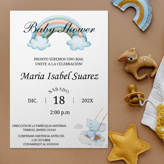 Spanish Baby Shower Peanut Gender Neutral Qr Code Invitation (Spanish Baby Shower Peanut Gender Neutral Qr Code Invitation)