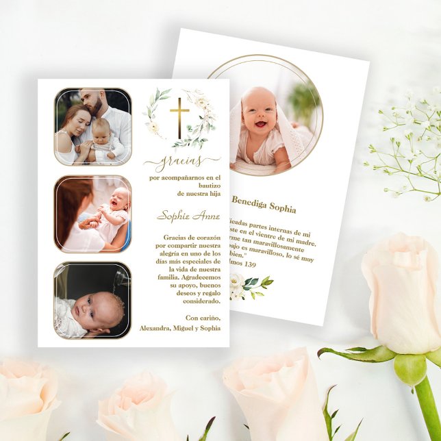 Spanish Baptism Bautizo Tarjeta de Agradecimiento  Thank You Card (Creator Uploaded)