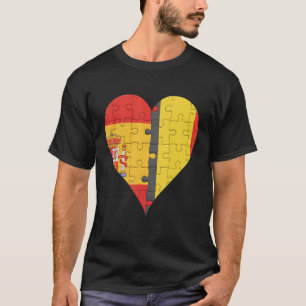 Spanish Belgian Flag Heart T-Shirt