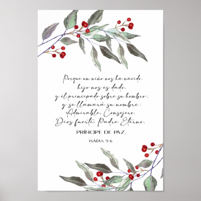 Spanish Bible verse Isaias 9 6 Poster (Front)