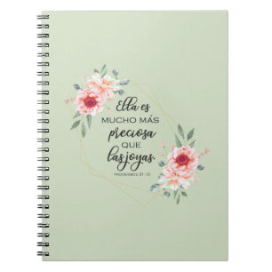 Spanish bible verse Proverbios 31:10 Notebook