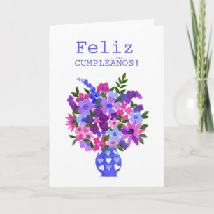 Spanish Birthday Card - Flower Power