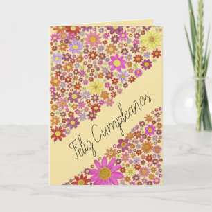 Spanish Birthday Flower collage Card