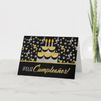 SPANISH Birthday in Gold and Silver Faux Glitter