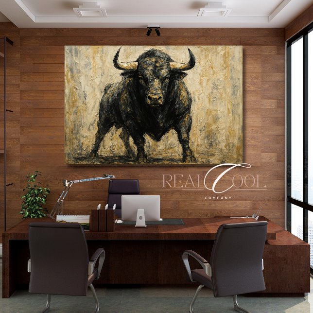 Spanish Black Bull Acrylic Watercolor Canvas Print (Creator Uploaded)