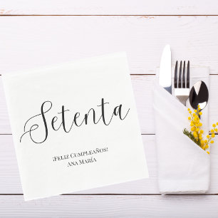 Spanish Black & White Minimalist 70th Birthday Napkin
