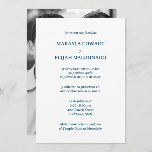 Spanish Blue and White Wedding Reception Invitation