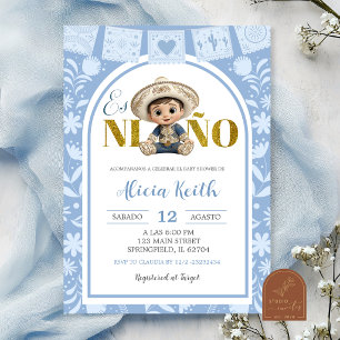 Spanish Blue Arch Cielito Lindo Es Nino Baby Showe Invitation