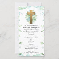 Spanish, Blue Greenery Confirmation Bookmark Favou