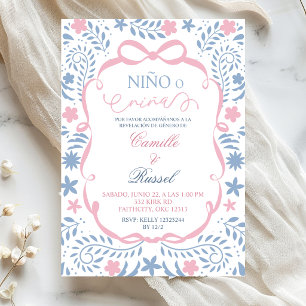 Spanish Blue Pink Cielito Lindo Gender Reveal Invitation