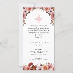 Spanish, Blush Pink Confirmation Bookmark Favour Thank You Card