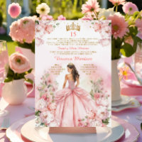 Spanish Blush Pink Princess Gold 15 Años Birthday
