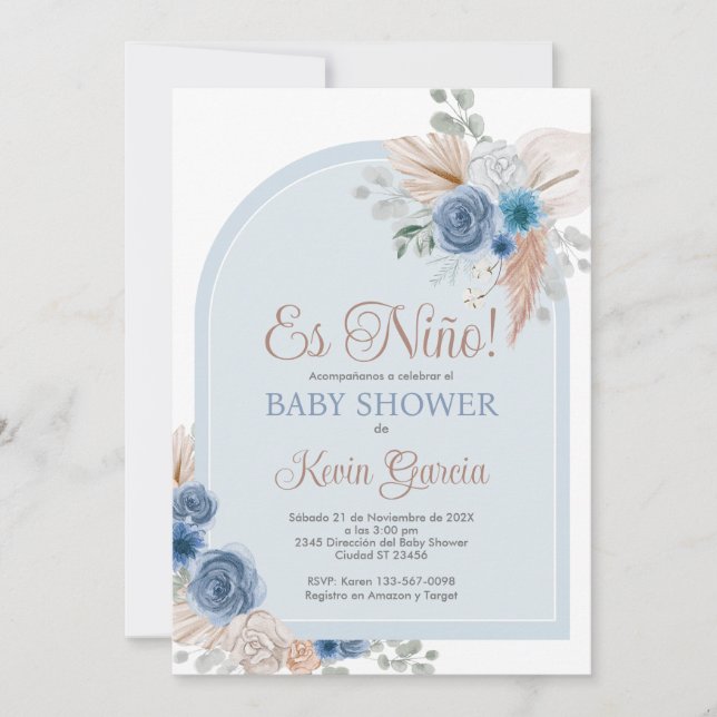 Spanish Boho Baby Shower Boy Invitation (Front)