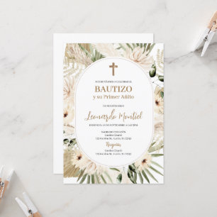 Spanish Boho Baptism Floral Invitation