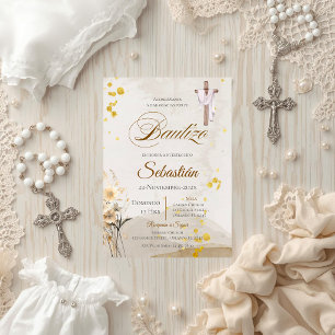 Spanish Boho Baptism  Invitation