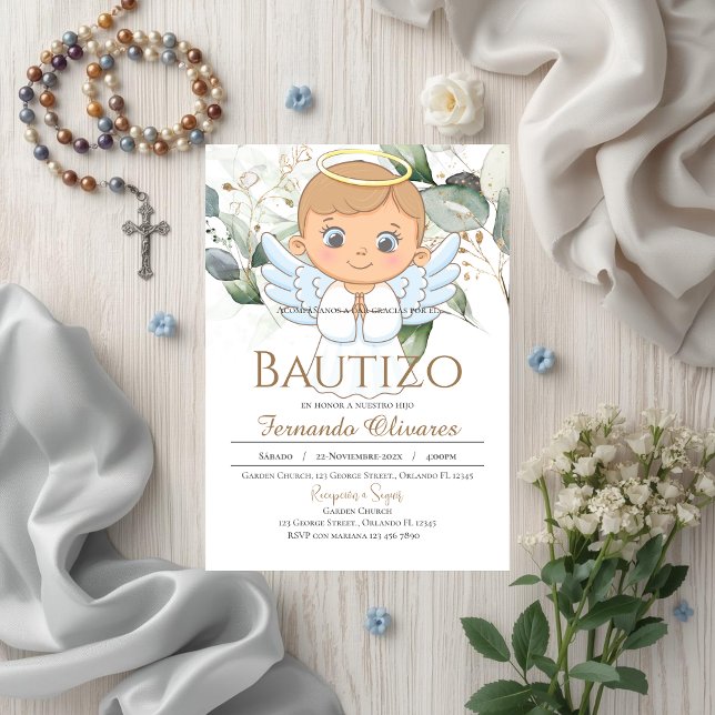 Spanish Boho Floral Baptism invitation (Creator Uploaded)
