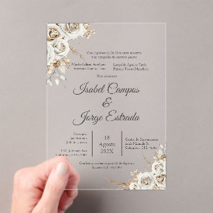 Spanish Boho Floral Wedding Acrylic Invitations