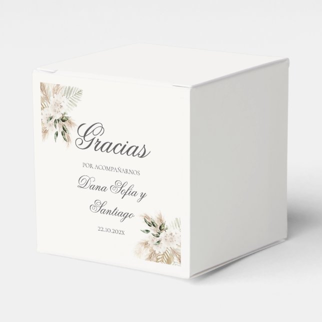 Spanish Boho Wedding Favor Box (Front Side)