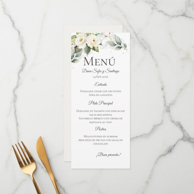 Spanish Boho Wedding Menu (Front/Back In Situ)