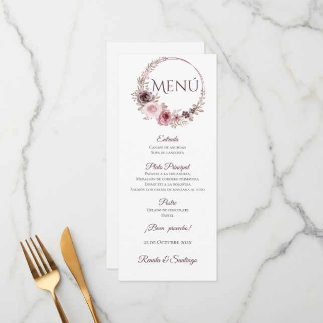 Spanish Boho Wedding Menu (Front/Back In Situ)