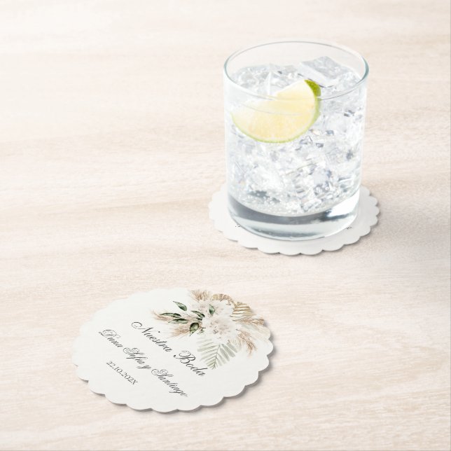 Spanish Boho Wedding Paper Coaster (Insitu)