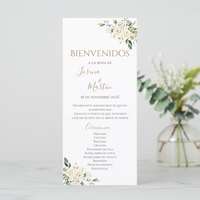 Spanish Boho Wedding Program (Standing Front)
