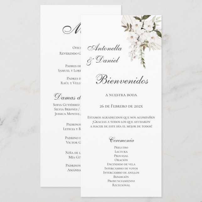 Spanish Boho Wedding Program (Front/Back)