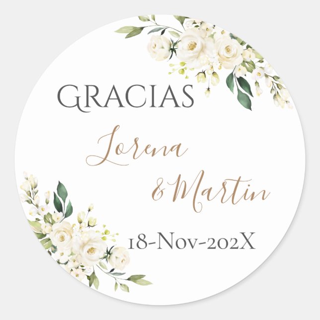Spanish Boho Wedding round sticker  (Devant)