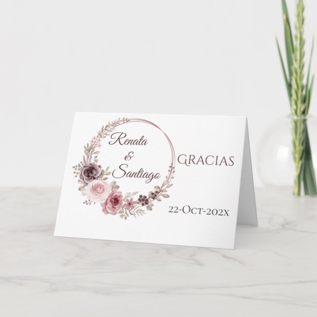 Spanish Boho Wedding Thank you card (Front)